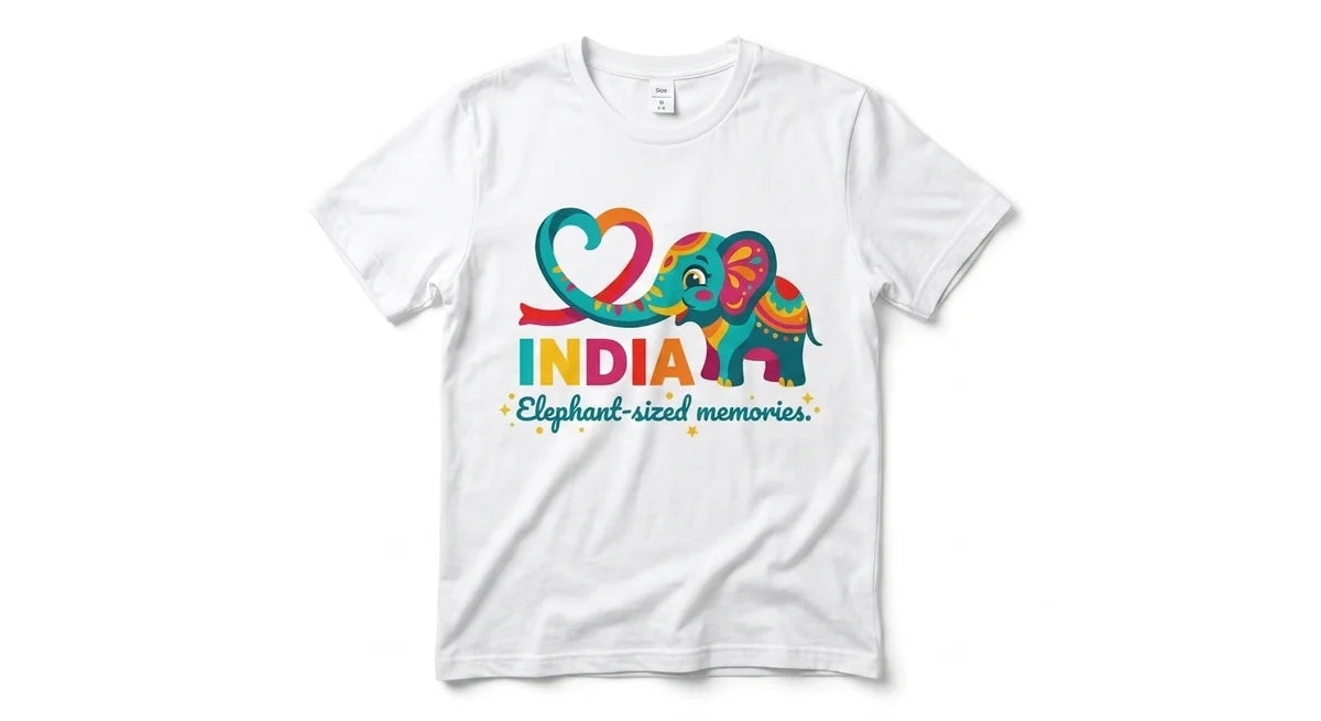 India Elephant Heart Graphic T-Shirt | "Elephant-Sized Memories" Unisex Travel Tee | Premium Soft Cotton Souvenir