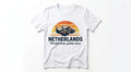 Netherlands Sunset Clog T-Shirt | Iconic Dutch Souvenir Tee | Wooden Shoes, Golden Views Graphic Shirt