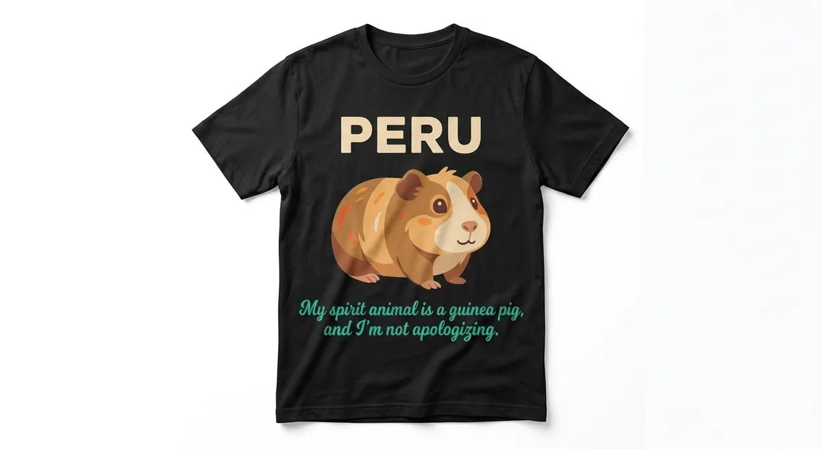 Peru Souvenir T-Shirt | "My Spirit Animal is a Guinea Pig" Funny Cuy Graphic Tee