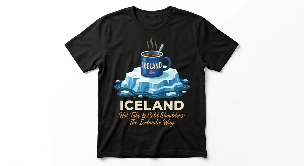 Iceland Souvenir T-Shirt | Hot Tubs & Cold Shoulders Graphic Tee | Funny Icelandic Travel Apparel