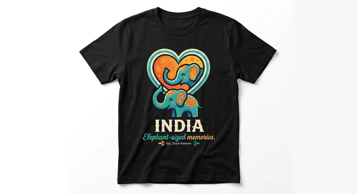 India Elephant Heart Graphic T-Shirt | "Elephant-Sized Memories" Unisex Travel Tee | Premium Soft Cotton Souvenir