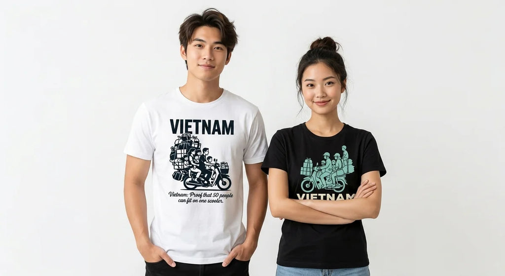 Vietnam Scooter Family T-Shirt | Funny Travel Souvenir Tee | Vietnam Vacation Keepsake | Unisex Cotton Graphic Shirt