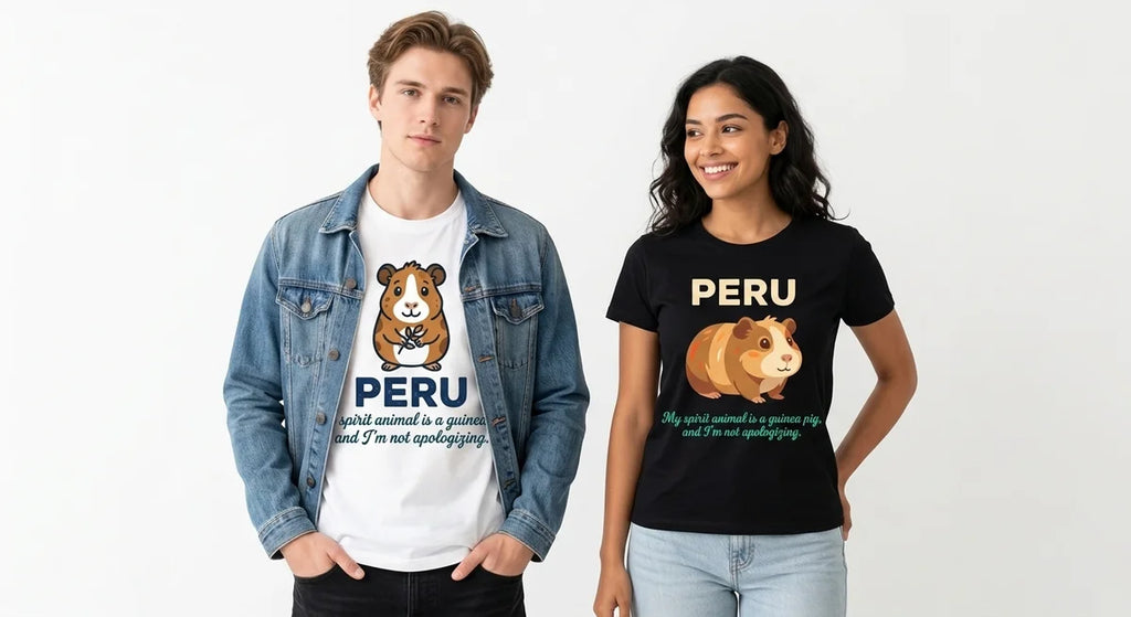 Peru Souvenir T-Shirt | "My Spirit Animal is a Guinea Pig" Funny Cuy Graphic Tee