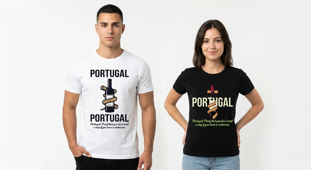 Portugal Corkscrew & Wine Souvenir T-Shirt – Funny Travel Tee for Wine Lovers