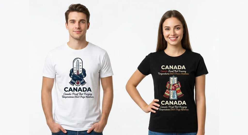 Canada Souvenir T-Shirt | "Proof That Freezing Temperatures Don't Freeze Kindness" Graphic Tee | Unisex Soft Cotton Canadian Gift