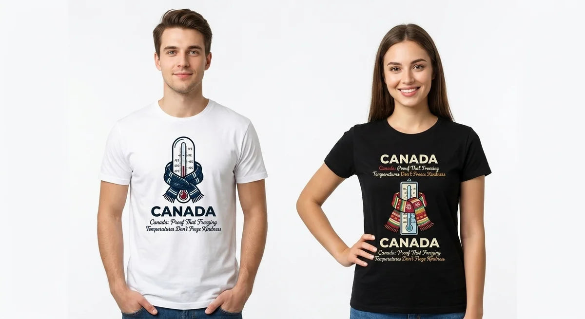 Canada Souvenir T-Shirt | "Proof That Freezing Temperatures Don't Freeze Kindness" Graphic Tee | Unisex Soft Cotton Canadian Gift