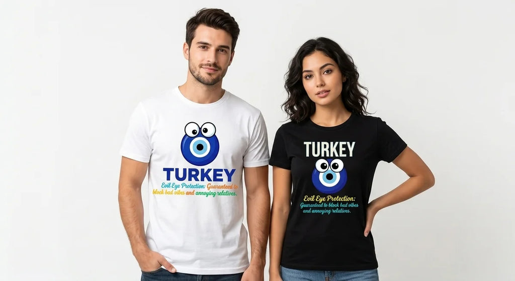The "Evil Eye Protection" Graphic T-Shirt | Funny Turkish Nazar Souvenir | Unisex Cotton Tee