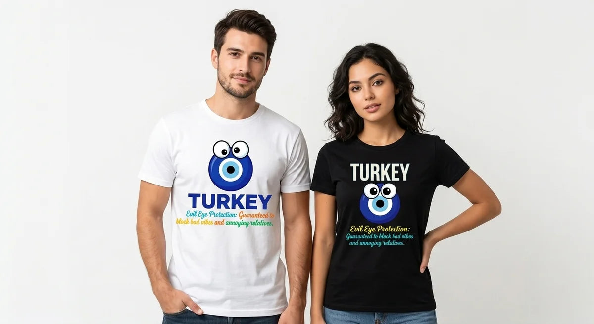 The "Evil Eye Protection" Graphic T-Shirt | Funny Turkish Nazar Souvenir | Unisex Cotton Tee