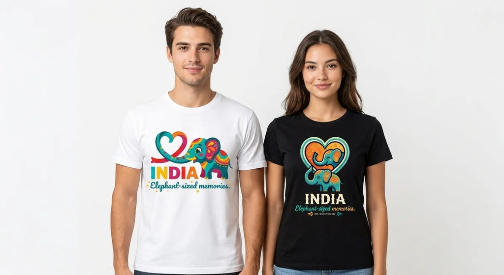 India Elephant Heart Graphic T-Shirt | "Elephant-Sized Memories" Unisex Travel Tee | Premium Soft Cotton Souvenir