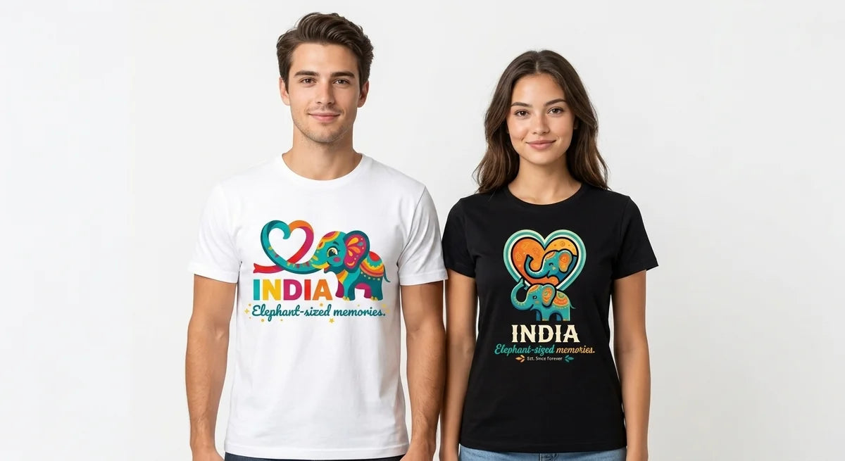 India Elephant Heart Graphic T-Shirt | "Elephant-Sized Memories" Unisex Travel Tee | Premium Soft Cotton Souvenir