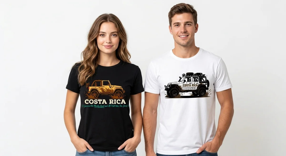 Costa Rica Muddy Road 4x4 Jeep Souvenir T-Shirt | Adventure Travel Apparel