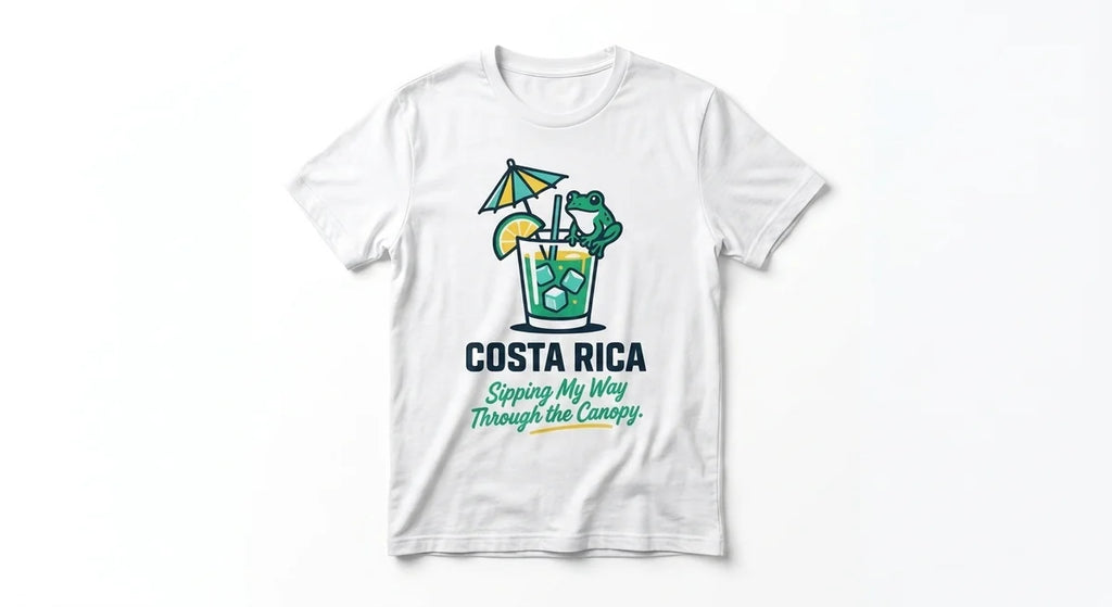 "Sipping My Way Through the Canopy" Graphic Tee | Tropical Frog & Cocktail Unisex Shirt | Costa Rica Souvenir T-Shirt