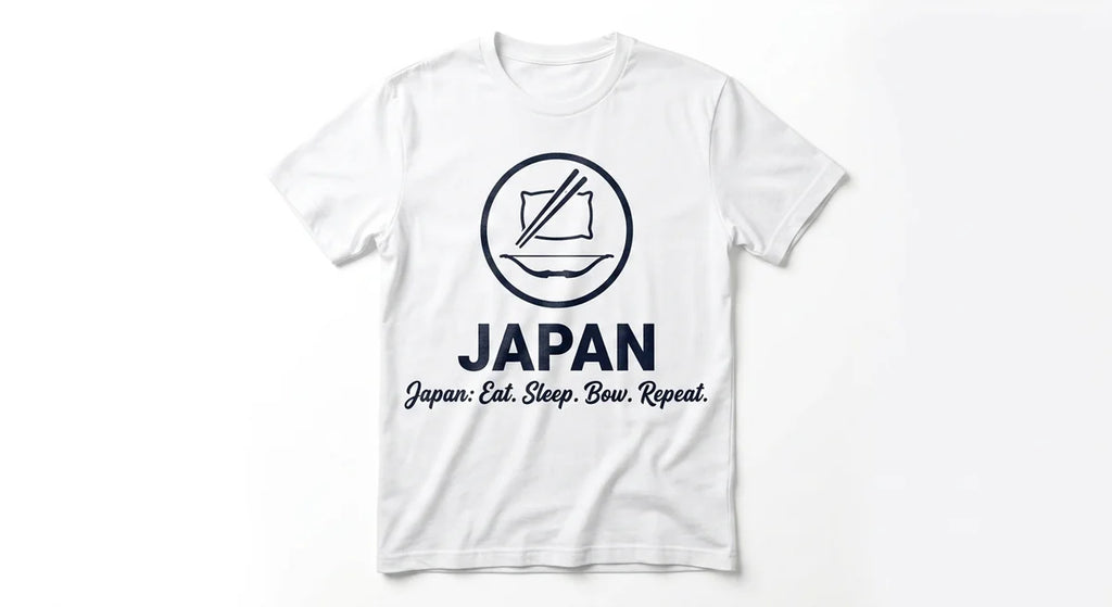 Japan Eat Bow Repeat Graphic T-Shirt | Funny Japanese Souvenir Tee