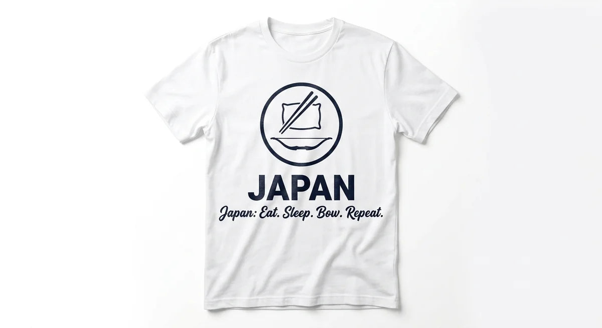 Japan Eat Bow Repeat Graphic T-Shirt | Funny Japanese Souvenir Tee
