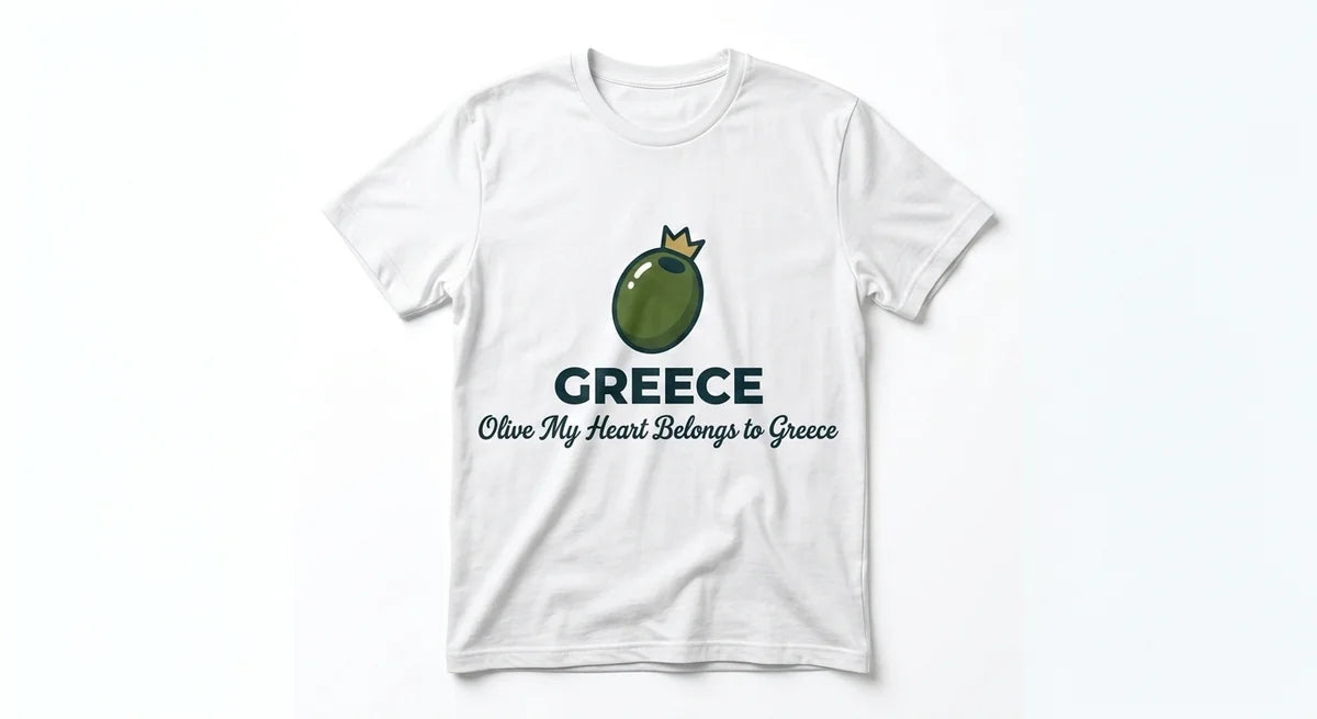 Olive My Heart Greece Souvenir T-Shirt | Funny Mediterranean Foodie Graphic Tee | Premium Cotton Travel Apparel