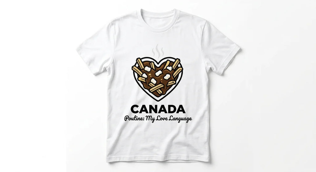 "Poutine: My Love Language" Canada Souvenir T-Shirt | Funny Canadian Foodie Graphic Tee