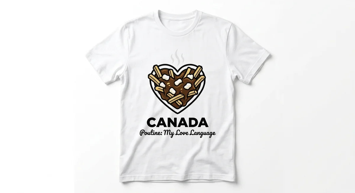 "Poutine: My Love Language" Canada Souvenir T-Shirt | Funny Canadian Foodie Graphic Tee