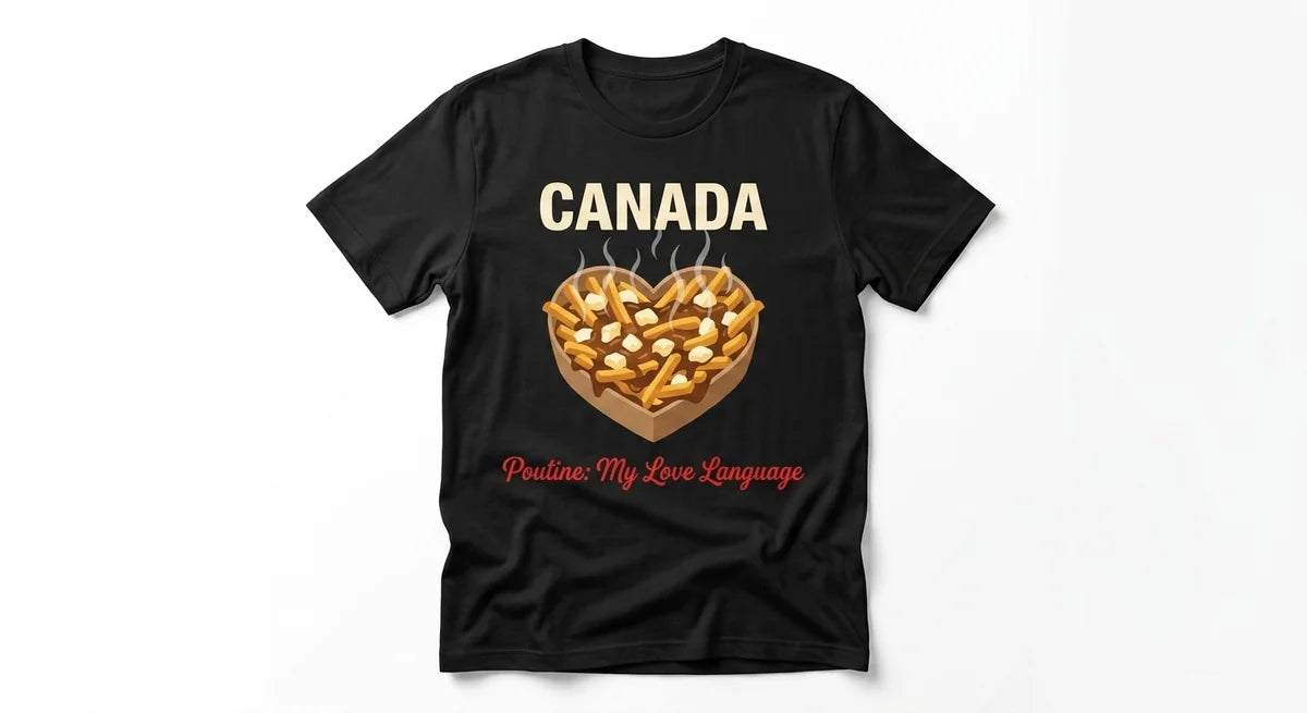 "Poutine: My Love Language" Canada Souvenir T-Shirt | Funny Canadian Foodie Graphic Tee