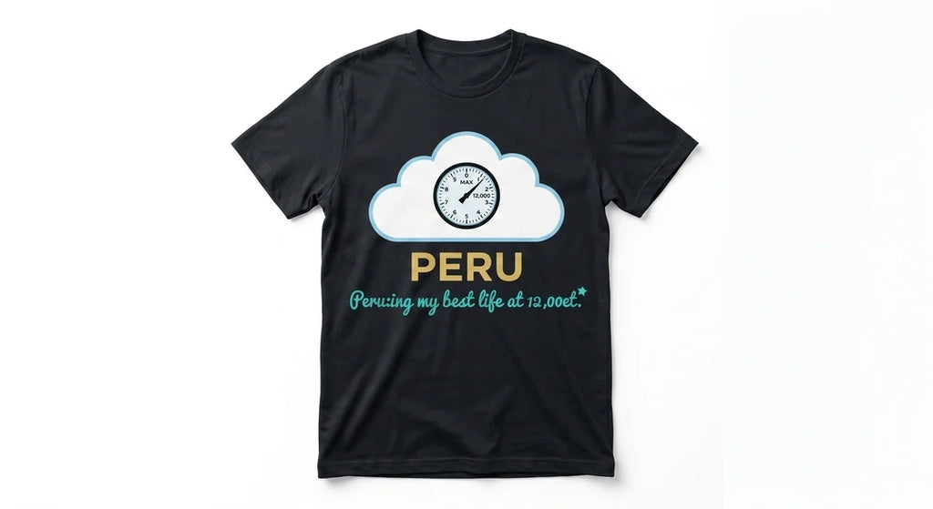 Peru Altitude Tee – "Living My Best Life at 12,000 Feet" Graphic T-Shirt – Premium Cotton Souvenir