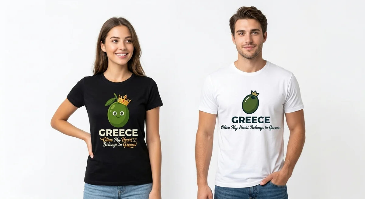 Olive My Heart Greece Souvenir T-Shirt | Funny Mediterranean Foodie Graphic Tee | Premium Cotton Travel Apparel