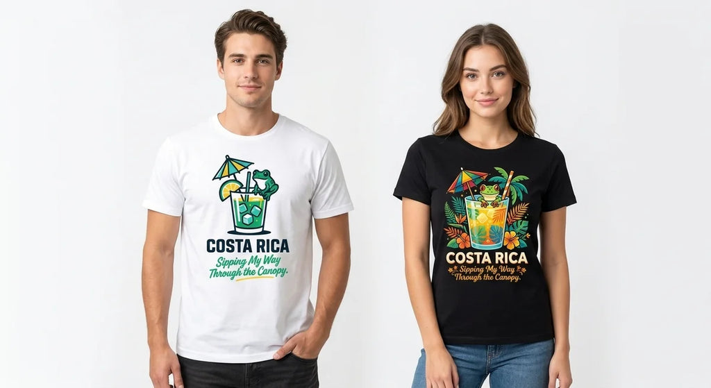 "Sipping My Way Through the Canopy" Graphic Tee | Tropical Frog & Cocktail Unisex Shirt | Costa Rica Souvenir T-Shirt