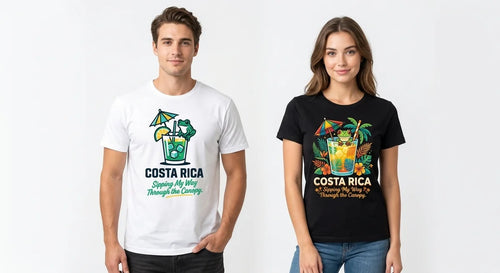 "Sipping My Way Through the Canopy" Graphic Tee | Tropical Frog & Cocktail Unisex Shirt | Costa Rica Souvenir T-Shirt