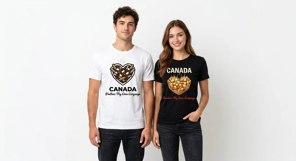 "Poutine: My Love Language" Canada Souvenir T-Shirt | Funny Canadian Foodie Graphic Tee