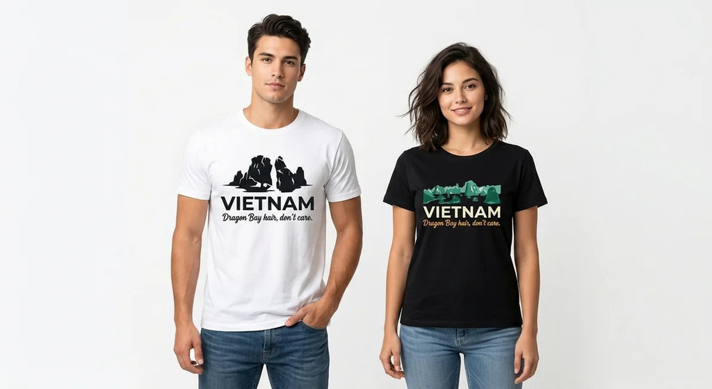 Ha Long Bay Vietnam Souvenir T-Shirt | "Dragon Bay Hair, Don't Care" Graphic Tee | Unisex Travel Gift