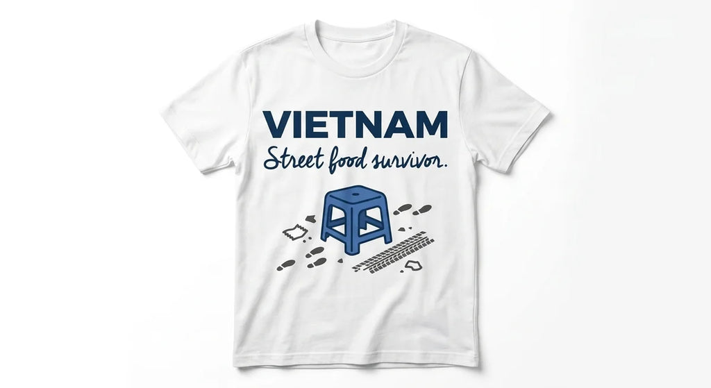 Vietnam Souvenir T-Shirt: 'Street Food Survivor' Graphic Tee – The Ultimate Badge of Honor for Brave Eaters