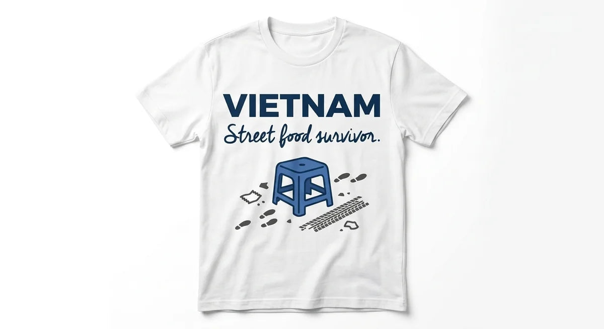 Vietnam Souvenir T-Shirt: 'Street Food Survivor' Graphic Tee – The Ultimate Badge of Honor for Brave Eaters