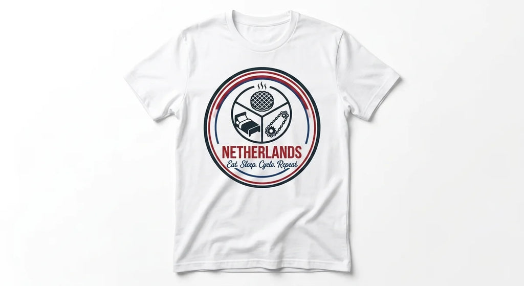 Dutch Life Cycle T-Shirt | Eat, Sleep, Cycle, Repeat | Netherlands Souvenir Tee | Soft Cotton Graphic Top