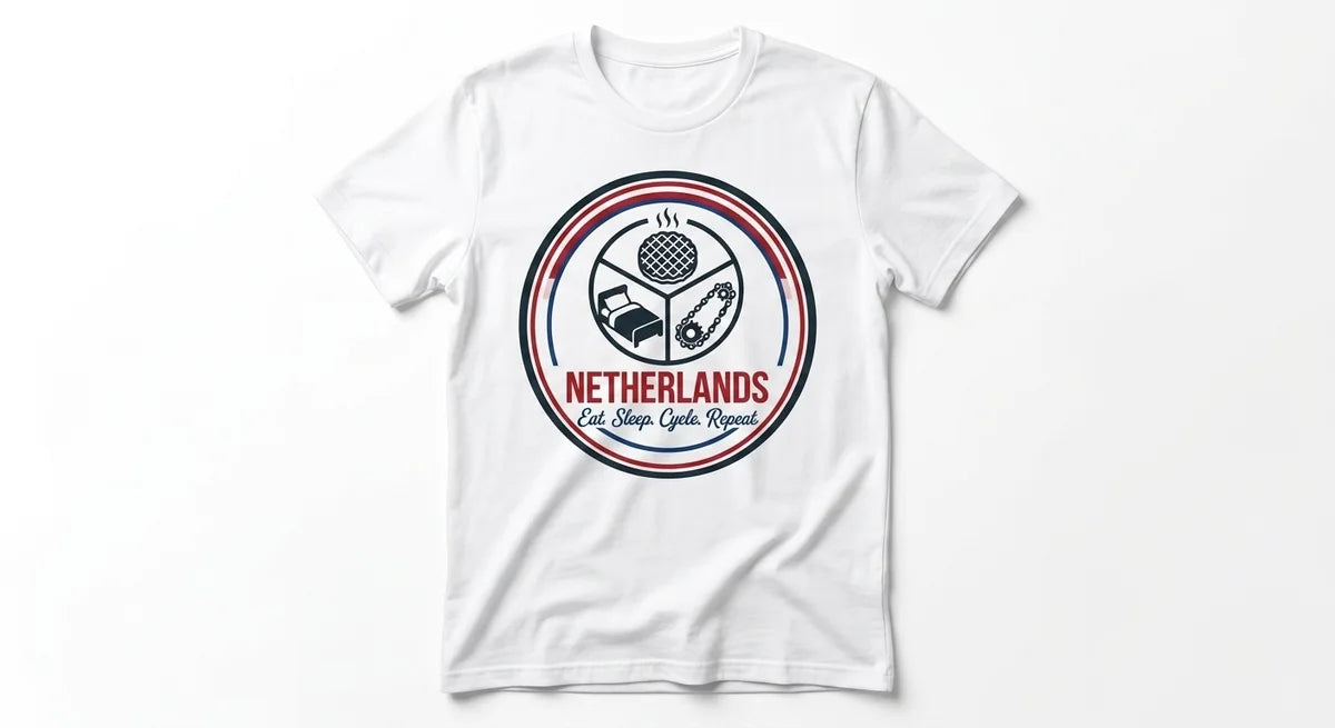 Dutch Life Cycle T-Shirt | Eat, Sleep, Cycle, Repeat | Netherlands Souvenir Tee | Soft Cotton Graphic Top
