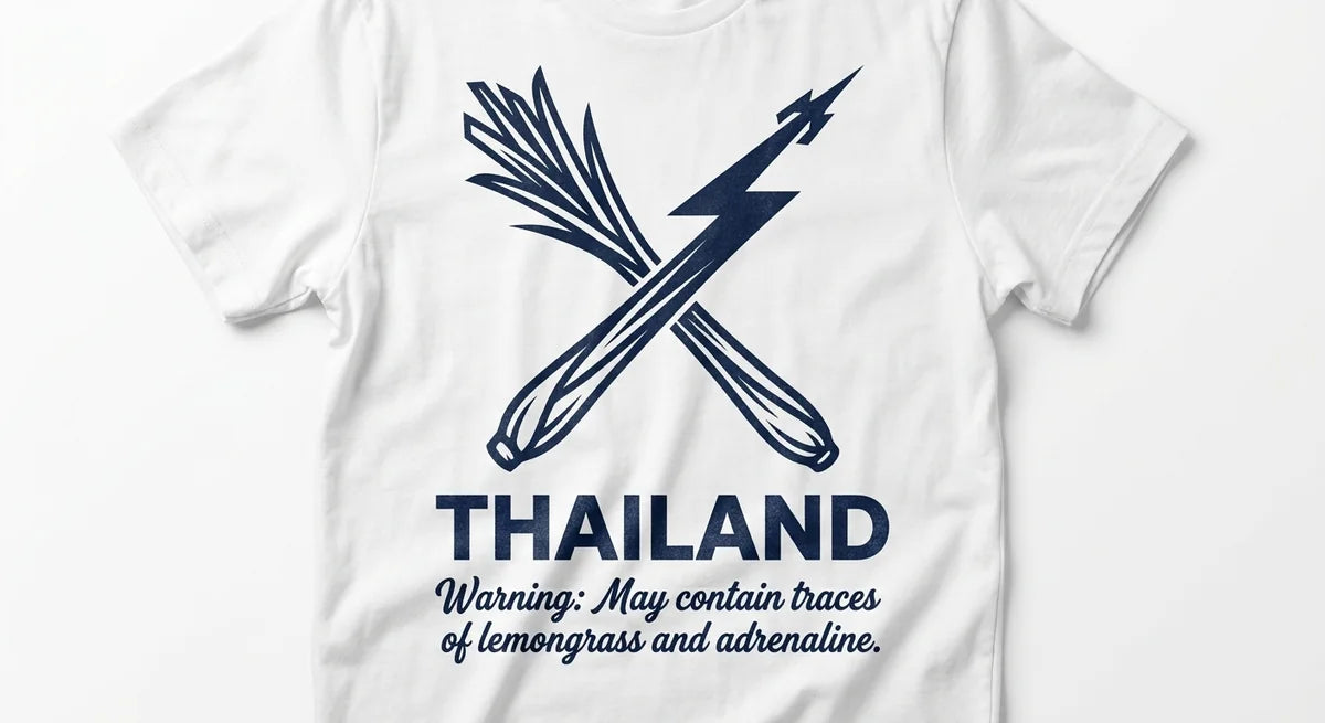 Thailand Travel Souvenir T-Shirt | "Traces of Lemongrass & Adrenaline" Graphic Tee | Unisex Vacation Shirt