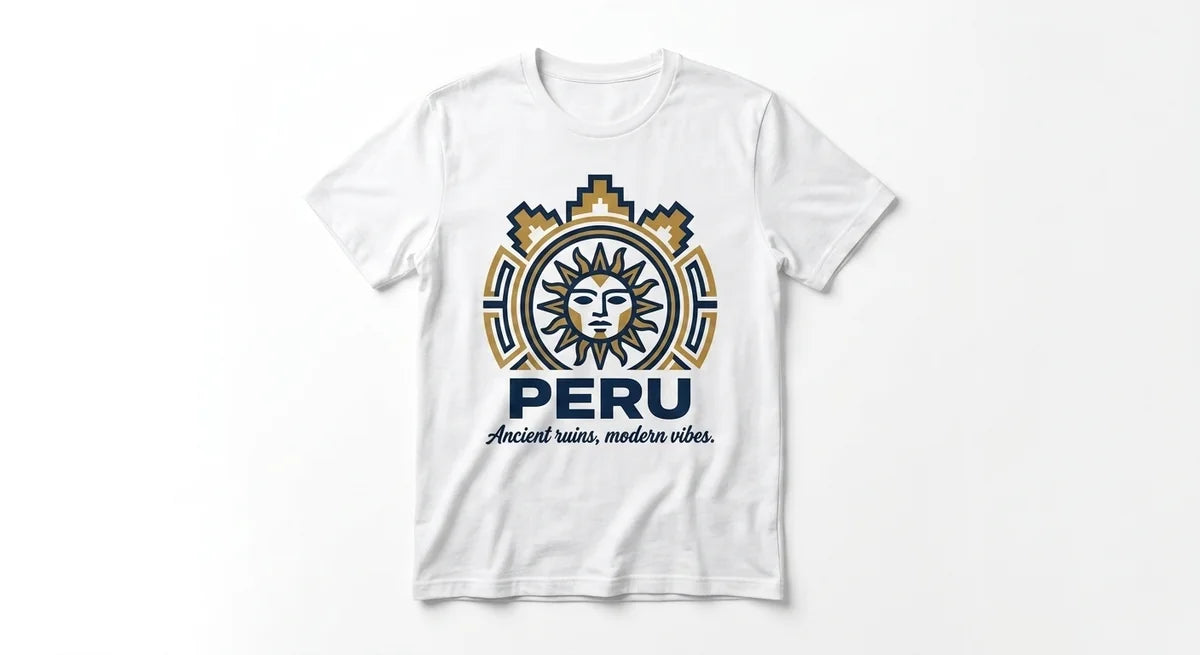 Peru Souvenir T-Shirt: Ancient Ruins & Modern Vibes Incan Sun Graphic Tee