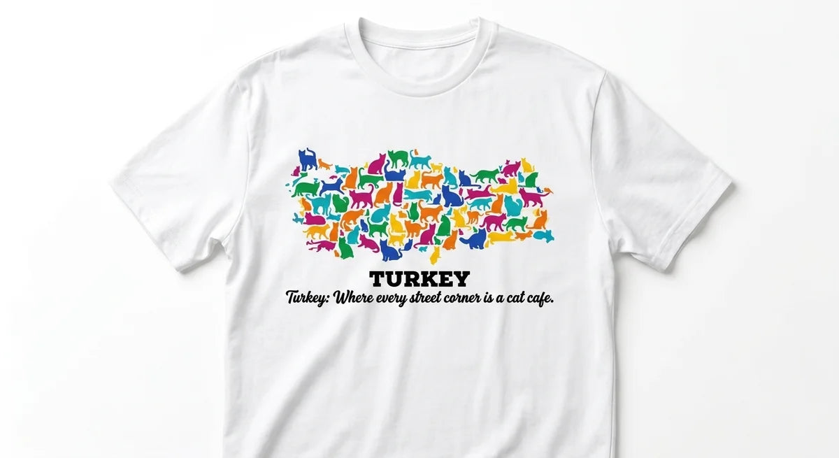 Turkey Cat Lover T-Shirt – "Every Street Corner is a Cat Cafe" Graphic Tee – Premium Cotton Souvenir Shirt