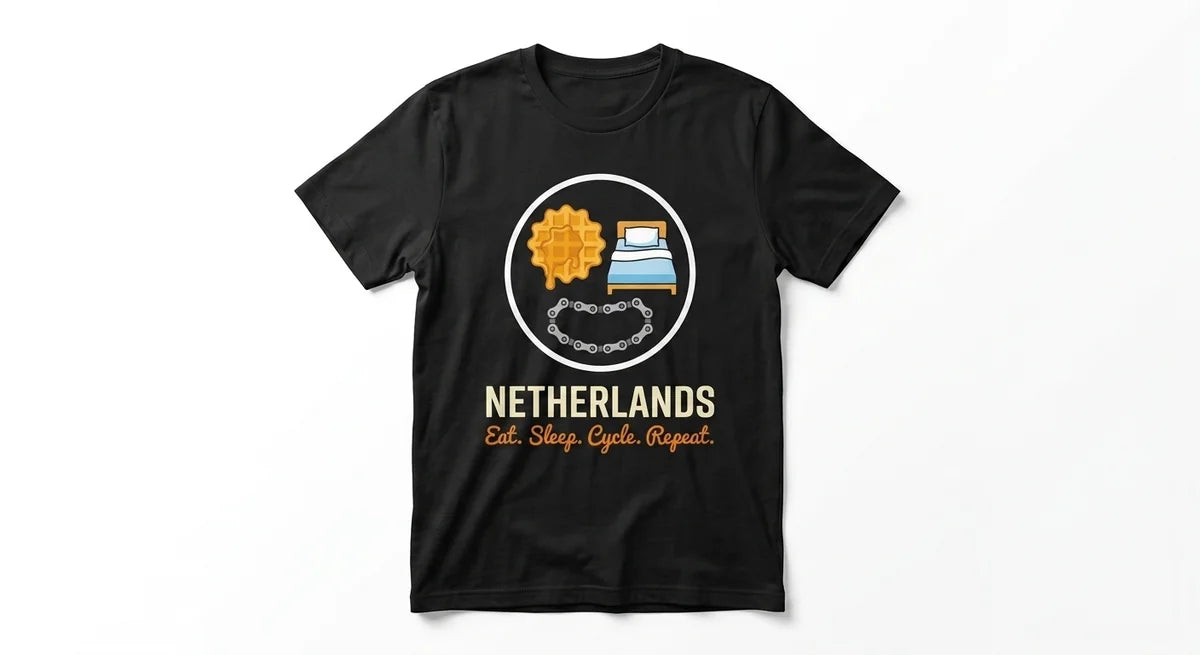 Dutch Life Cycle T-Shirt | Eat, Sleep, Cycle, Repeat | Netherlands Souvenir Tee | Soft Cotton Graphic Top