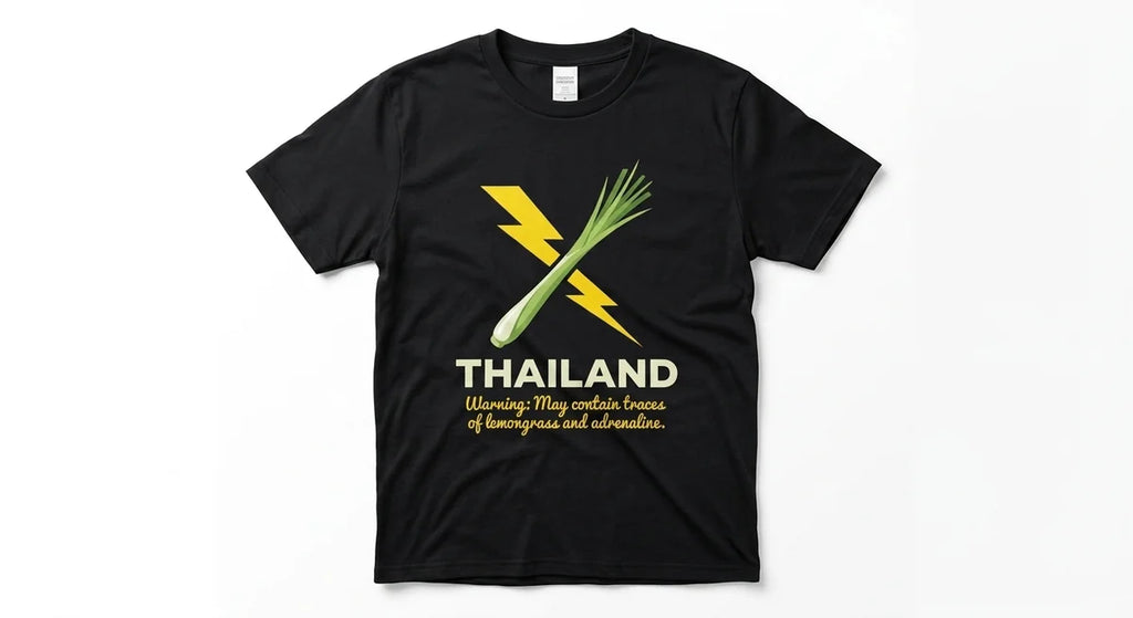 Thailand Travel Souvenir T-Shirt | "Traces of Lemongrass & Adrenaline" Graphic Tee | Unisex Vacation Shirt