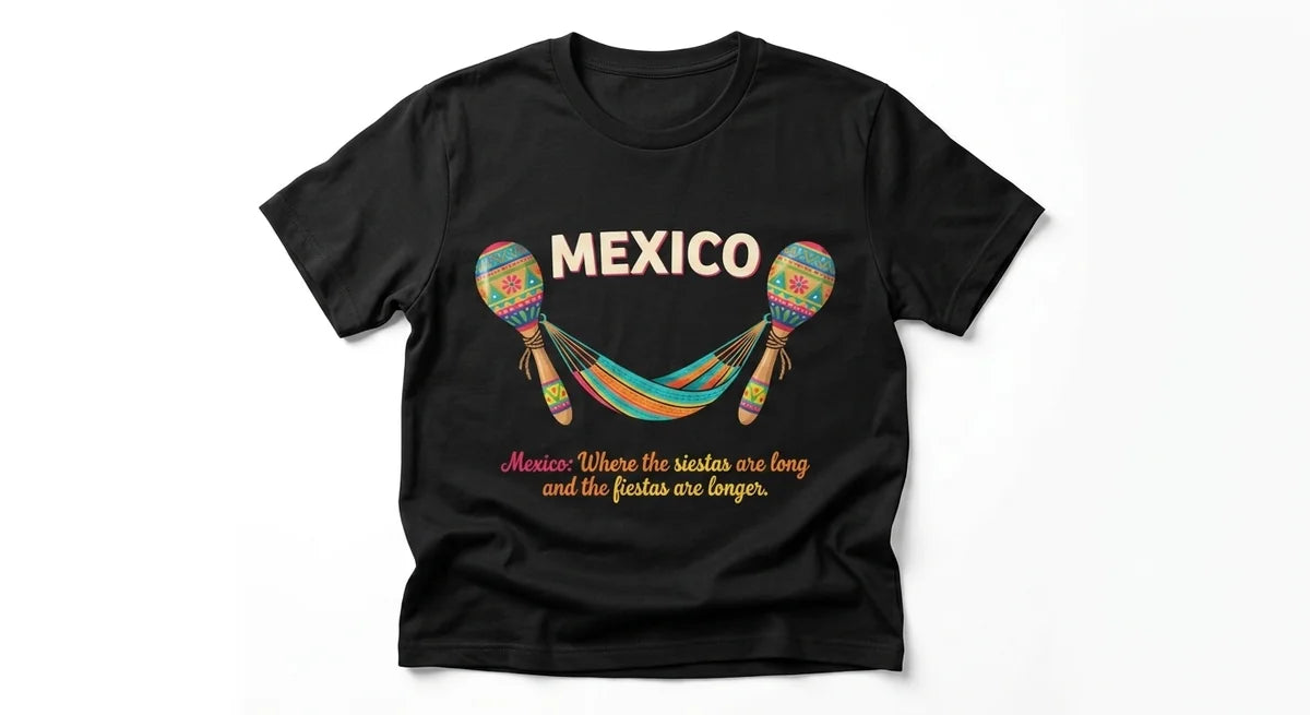 Mexico Siesta & Fiesta T-Shirt | Premium Cotton Graphic Tee | Funny Travel Souvenir