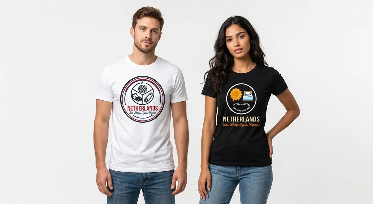 Dutch Life Cycle T-Shirt | Eat, Sleep, Cycle, Repeat | Netherlands Souvenir Tee | Soft Cotton Graphic Top