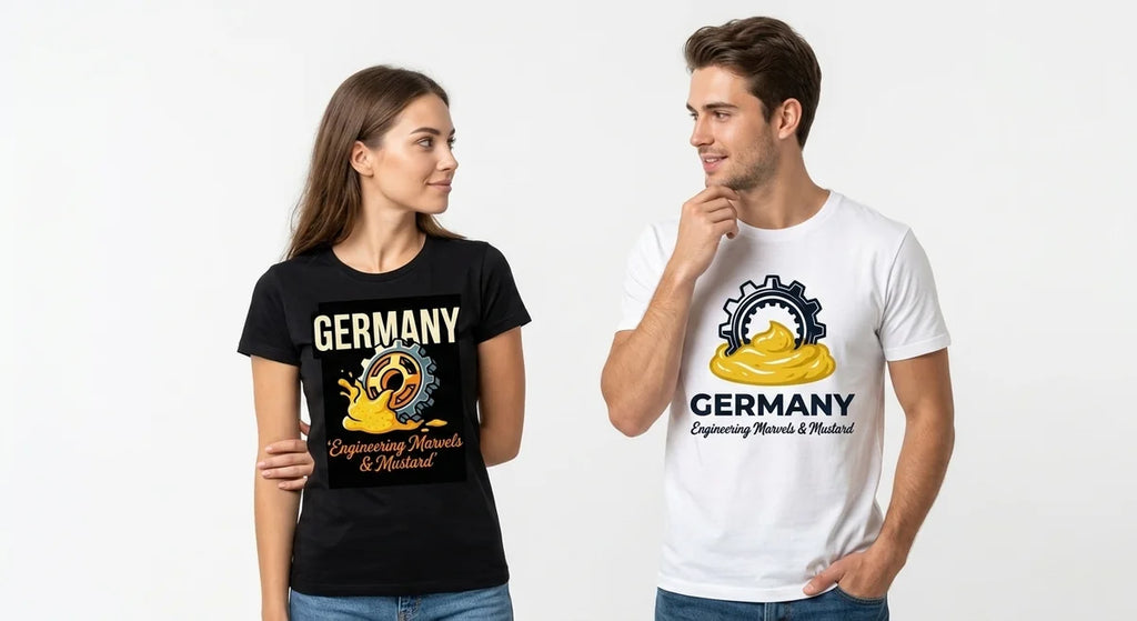 Germany Souvenir T-Shirt | Engineering Marvels & Mustard Graphic Tee | Funny German Culture Gift | Premium Cotton Unisex Shirt