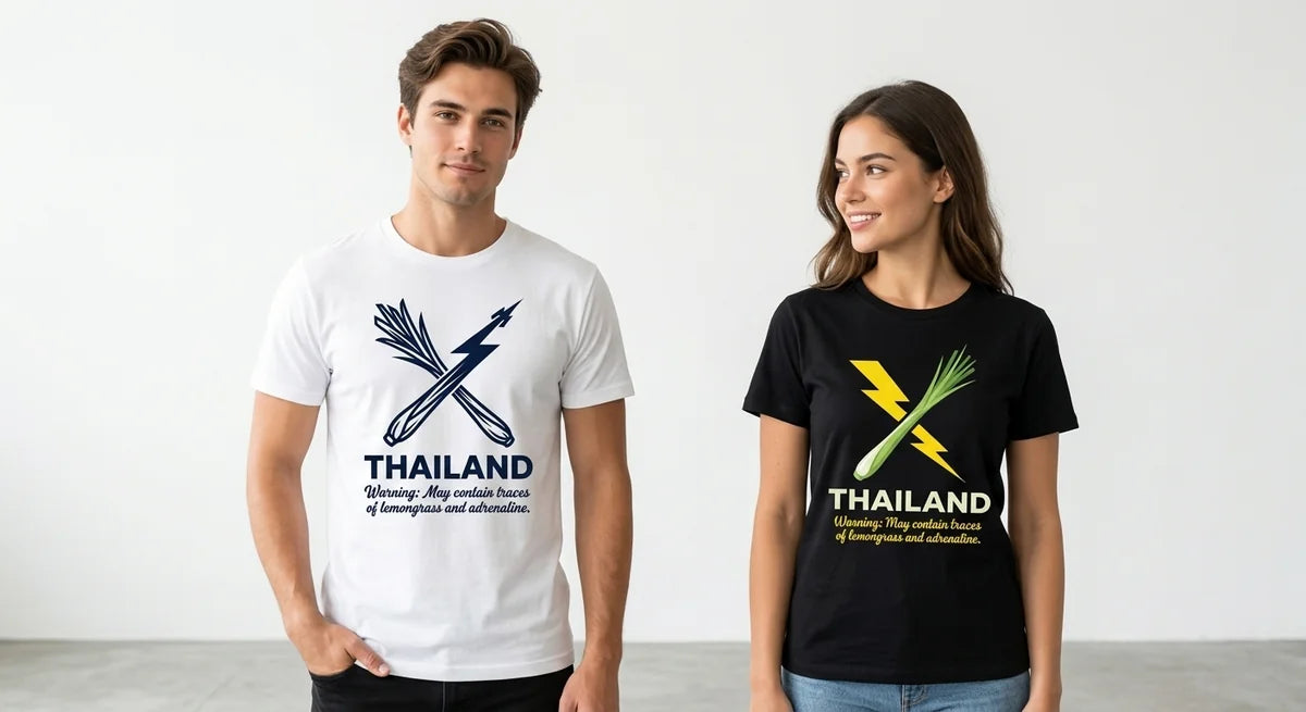 Thailand Travel Souvenir T-Shirt | "Traces of Lemongrass & Adrenaline" Graphic Tee | Unisex Vacation Shirt