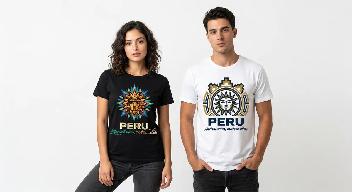 Peru Souvenir T-Shirt: Ancient Ruins & Modern Vibes Incan Sun Graphic Tee