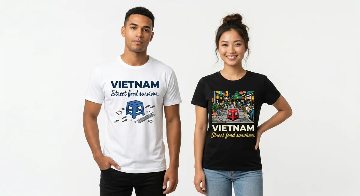 Vietnam Souvenir T-Shirt: 'Street Food Survivor' Graphic Tee – The Ultimate Badge of Honor for Brave Eaters