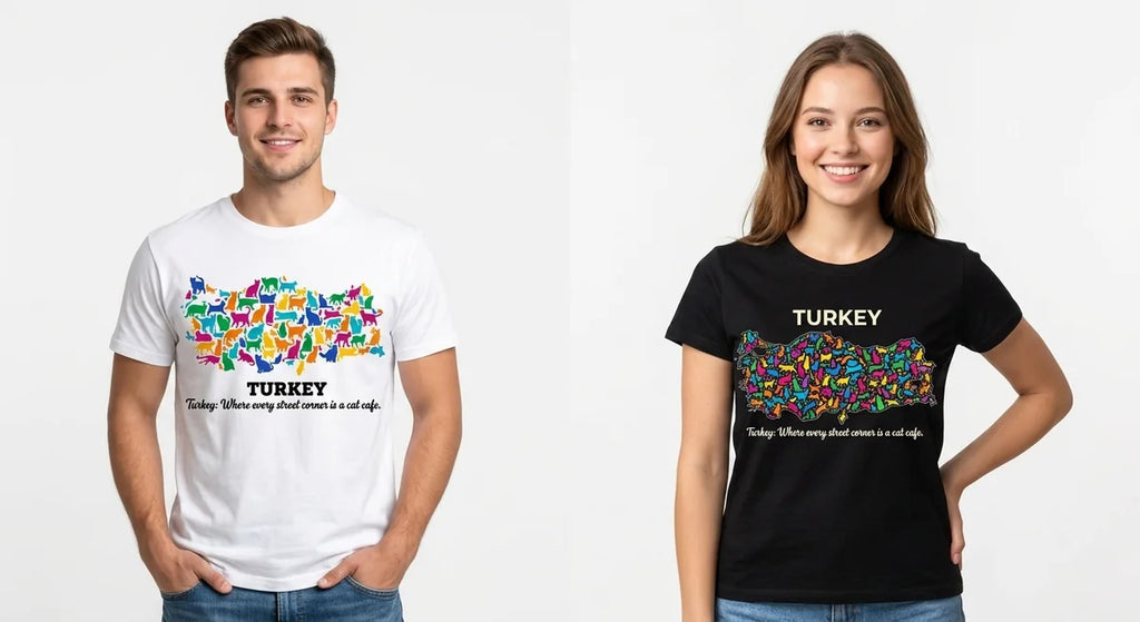 Turkey Cat Lover T-Shirt – "Every Street Corner is a Cat Cafe" Graphic Tee – Premium Cotton Souvenir Shirt