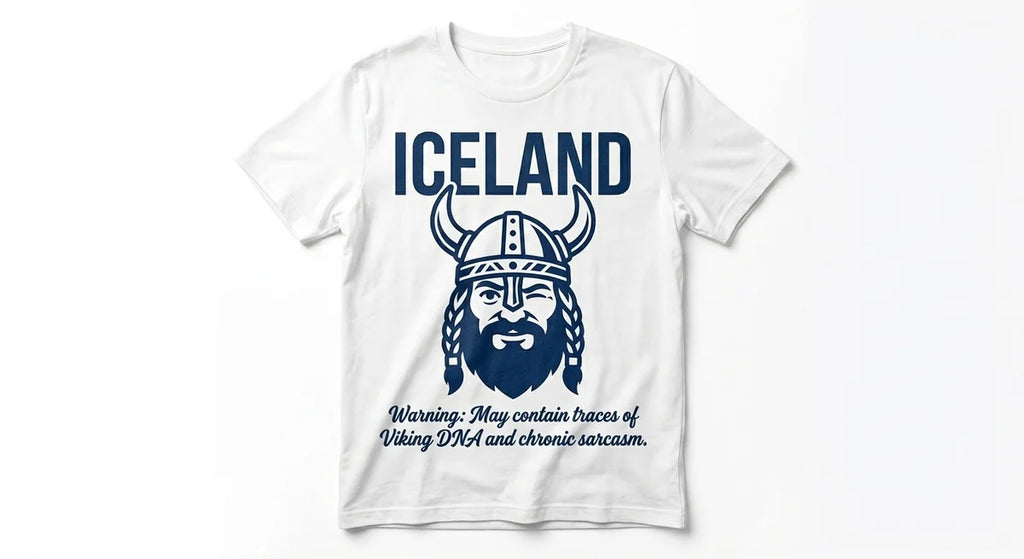 Icelandic Viking DNA Slogan T-Shirt – Winking Viking Graphic Tee for Travelers & Sarcasm Lovers