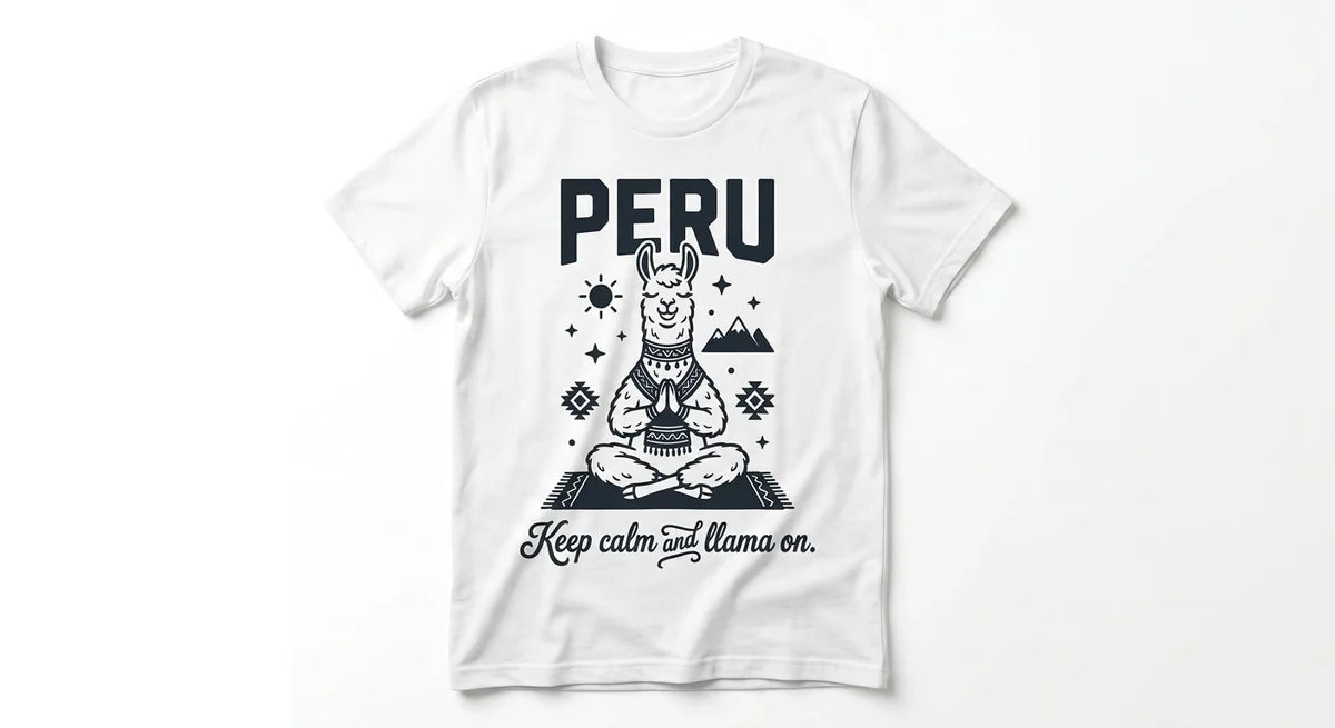 The "Zen Llama" Peru Souvenir T-Shirt | Keep Calm & Llama On | Premium Cotton Yoga Graphic Tee