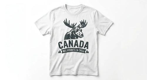 Canada Souvenir T-Shirt: 'Wilderness & Chill' Moose Graphic Tee – Soft, Organic-Feel Cotton Unisex Shirt