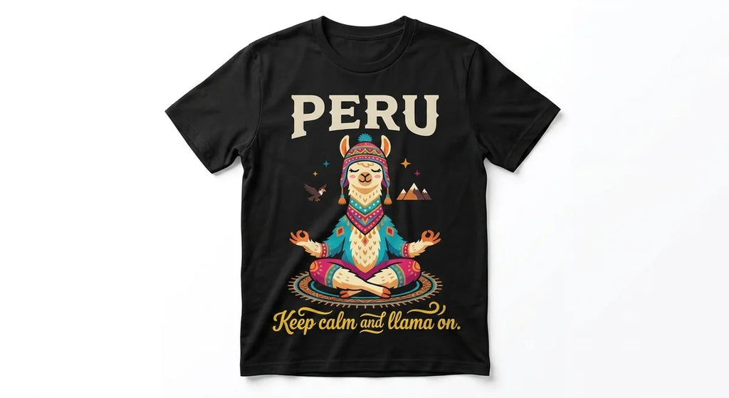 The "Zen Llama" Peru Souvenir T-Shirt | Keep Calm & Llama On | Premium Cotton Yoga Graphic Tee