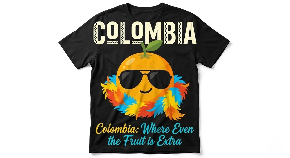 Colombia Souvenir T-Shirt | "Where Even The Fruit Is Extra" | Funny Fruit Graphic Tee | Premium Combed Cotton Unisex Apparel