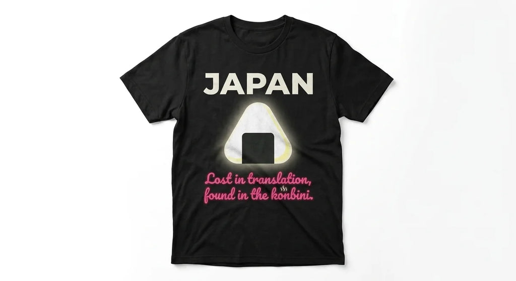 Lost in Translation Japan Souvenir T-Shirt | Onigiri Konbini Graphic Tee | Soft Cotton Travel Apparel